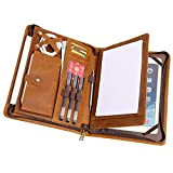 WANLIAN Cartella a portafoglio in vera pelle di vacchetta fatta a mano con cerniera per iPad Pro 9,7 "/10,5"/11", formato ...