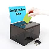 WANLIAN Scatola per donazioni con lucchetto, scatola per votazione / suggerimento in acrilico, scatola per immagazzinaggio trasparente scatola per urne ...