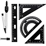 WANTOUTH Set di Geometria 7 Pezzi Compassi per Tracciare in Metallo Kit Compasso-squadre per Studenti Set Compasso di Disegno Matematica ...