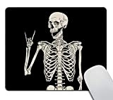 Wasach - Tappetino per mouse con scheletro umano e scheletro in posa isolato su sfondo nero, 240 x 200 x ...
