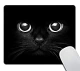 Wasach Tappetino per mouse da gioco con gatto nero su misura, con design a occhi bianchi, tappetino antiscivolo in gomma ...