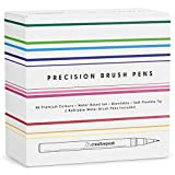 Watercolour Brush Pens - 48 Vibrant Colouring Pens & 2 Blending Brushes - Premium Quality Art Supplies Featuring Soft, Real ...
