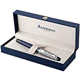 Waterman Expert penna roller | Collezione Made in France | Laccatura blu e metallo | Cappuccio cesellato | Inchiostro nero ...