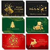 WELLXUNK Cartoline di Natale, (set da 24) Biglietti di Natale con Buste e Adesivi, 3D Cartoline di Natale, Biglietti di ...