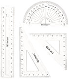 Westcott E-10303 00 Set matematica, 4 pezzi, plastica, trasparente, righello da 15 cm e goniometro