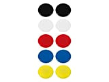 WESTCOTT E-10822 00 - Magneti adesivi, confezione da 10 pezzi, 30 mm, rotondi, 2 x bianchi, nero, rosso, blu, giallo, ...