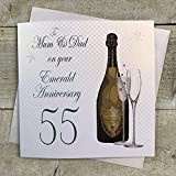 White Cotton Cards A55M"To My Mum and Dad On Your Emerald Anniversary 55" - Biglietto per 55° anniversario