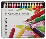 WHSmith - Confezione da 24 matite colorate triangolari, colori assortiti