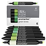 Winsor & Newton ProMarker Colori Verdi - Set di 6 Pennarelli Assortiti