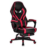 WOLTU Sedia Gaming PC Chair Ergonomica con Poggiapiedi Cuscino Lombare Sedie Uffici in Ecopelle Rosso BS95rt