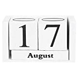 WOVELOT Calendario Perpetuo nel Legno Vintage Calendario da Tavolo con Blocchi Shabby Chic Calendario da Tavolo nel Legno Rustico Calendario ...