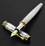 Xezo solido argento 925 Origine Master and Oceanic madre bianca del Pearl Handcrafted e penna stilografica media serializzato. oro 18 ...
