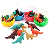 Xrten 24 Pezzi Uova di Dinosauro Giocattolo,Mini Dinosauro Eraser per Bambini Cancelleria Scolastico