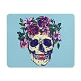 Yanteng Tappetino per mouse da gioco, Mouse Pad Skull and Flowers Mouse Pad Gaming con disegni antiscivolo