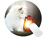 Yanteng Tappetino per Mouse Rotondo da Gioco in Gomma Naturale Stampato con Cuccioli di Animali Domestici - Bordi cuciti