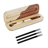 YBEU-Penna a sfera in legno naturale fatta a mano, penna regalo di lusso, refill nero in inchiostro extra 3, set ...