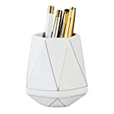 YOSCO - Portapenne in ceramica da scrivania con supporto colorato per matite, tazze, portapenne, organizer da scrivania (bianco)