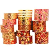 YUBX 15 Rotoli Oro Washi Tape Set Masking Tape Nastro Decorativo per Fai da Te, diari proiettili, pianific atori, Scrapbooking ...