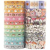 YUBX Carino Animali Washi Tape Set Nastro Decorativo per Fai da Te, diari proiettili, pianificatori, Scrapbooking, Confezioni 18 Rotolo