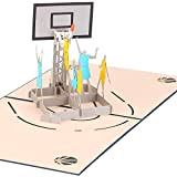 yumcute Biglietto pop-up 3D di auguri da basket, biglietto regalo con busta, adatto per gli amanti del basket