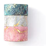 YUNA Gold Washi Tape Set 3 rotoli di nastro adesivo decorativo per arte, artigianato fai da te, forniture per diari, ...