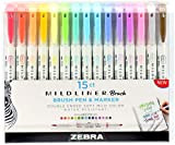 Zebra Mildliner Double Ended Brush Pen & Marker 15/Pkg-Assorted Colors -79115