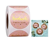 ZHjuju Adesivi Handmade with Love, 500 Pezzi Etichette adesive per Piccoli Negozi Adesivi per aziende Adesivi aziendali da 1 ''Forniture ...